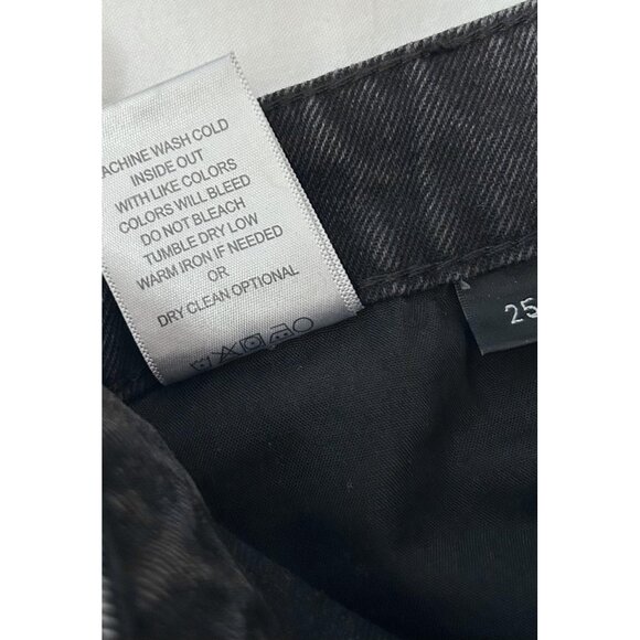 Flying Monkey Black Label Jeans Womens 25 Black Distressed Super High Rise Crop - Picture 15 of 16